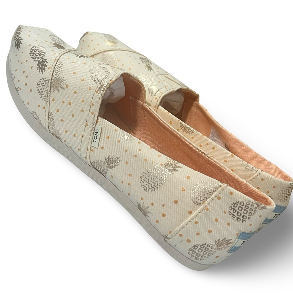 TOMS Women's Alpargata Slip-On Metallic Pineapple Print Flats - Picture 4 of 7